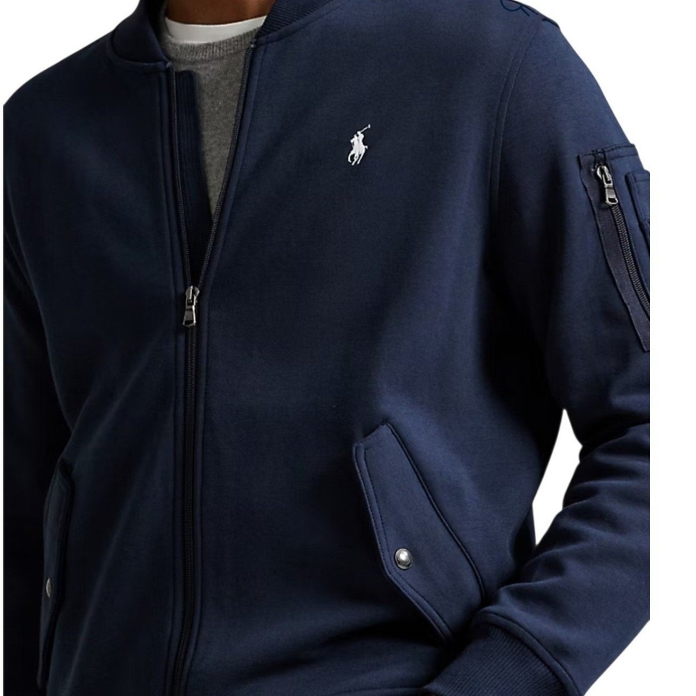 NWT Polo Ralph Lauren Double-Knit Flight Jacket Blue Full-Zip Bomber Men's XXL